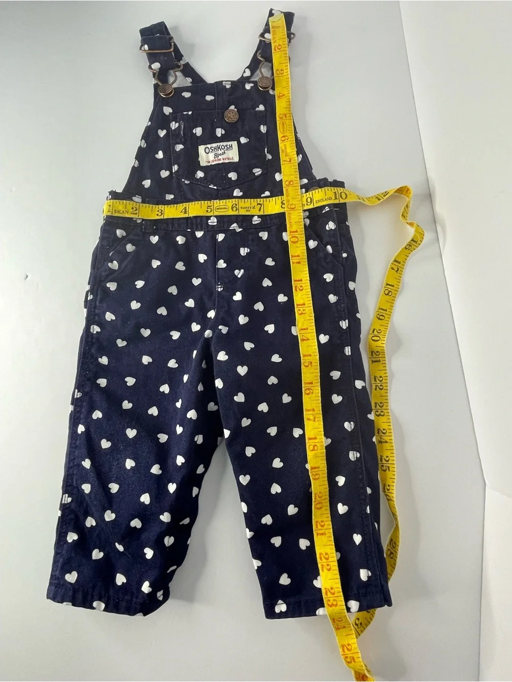 OshKosh B'gosh Navy Overalls with White Heart Print 9M